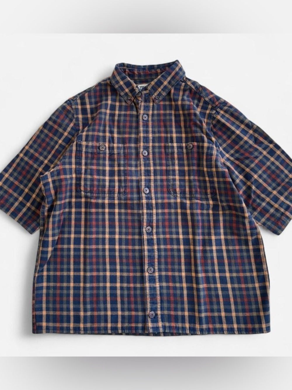 Duluth Trading Co Plaid Cotton Flannel Short Sleeve Button Down Shirt L